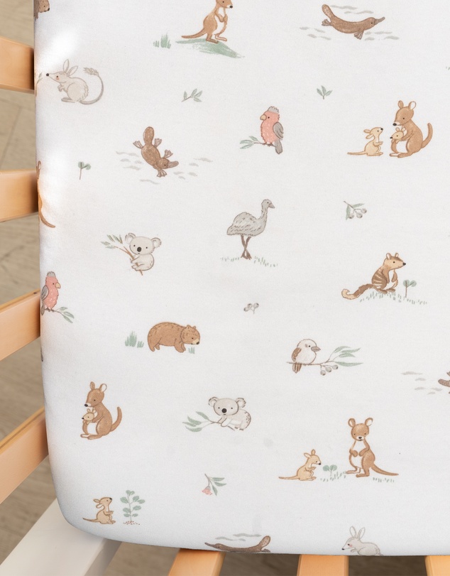 Living Textiles - 2 Pack Organic Cot Fitted Sheet - Australiana