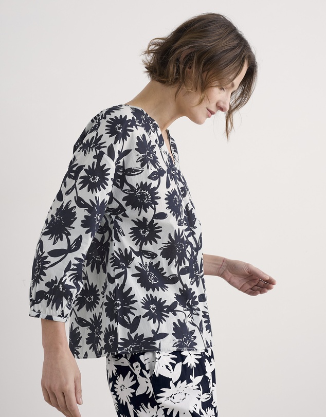 Seasalt - Seasalt Cornwall Navy Streamlet Floral Swing-Shape Top