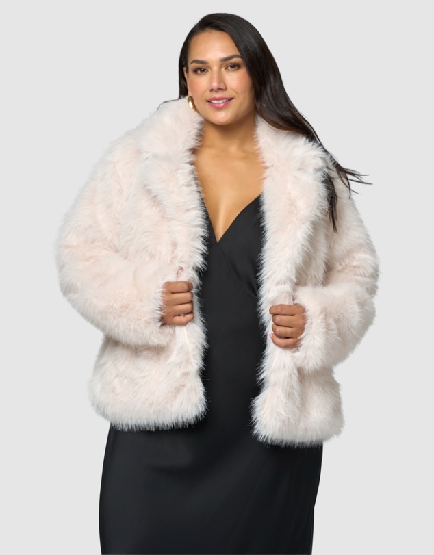 Pink Dusk by Curve Project - Seductive Charm Faux Fur Coat
