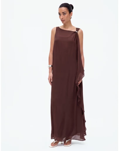 Minima Esenciales - Hallie Sheer Viscose Draped Maxi Dress