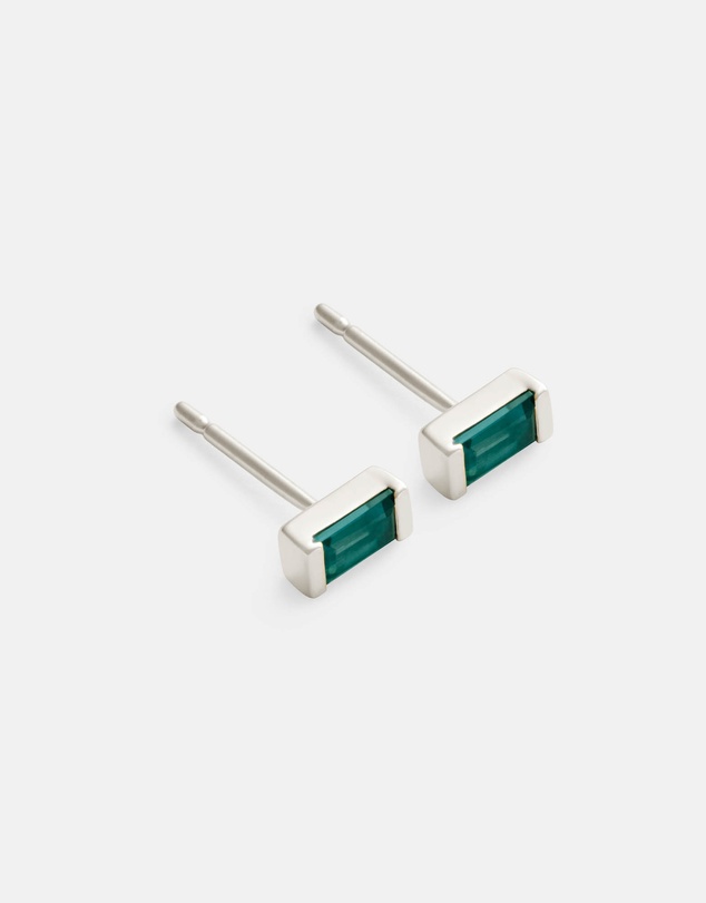 Kirstin Ash - Baguette Birthstone Studs September - London Blue Topaz