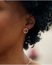Georgini - Georgini Opal Glow Blue Created Circle Silver Earrings