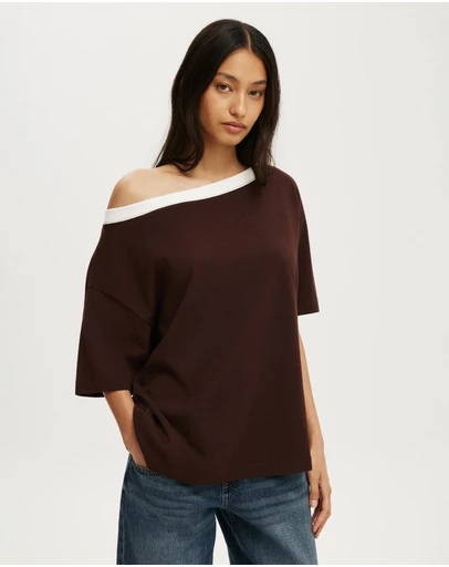 Cotton On - Boxy Off Shoulder Short Sleeve Tee
