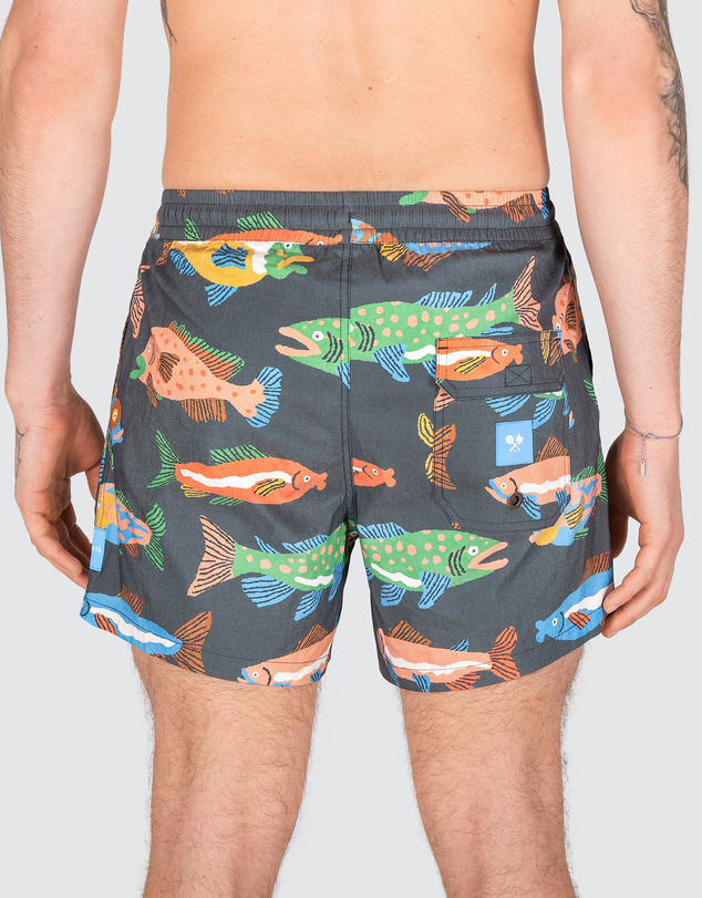 Skwosh - Here Fishy Fishy Men's Rad Shorts in Charcoal