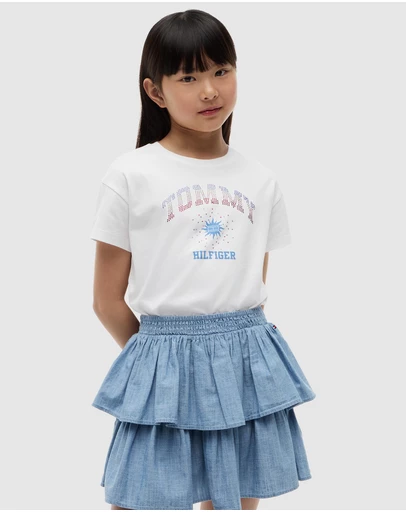 Tommy Hilfiger - Rhinestone Logo Relaxed T-Shirt - Kids-Teens