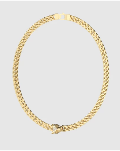 GUESS - GUESS Mens Gold-Tone Panther Chain Necklace