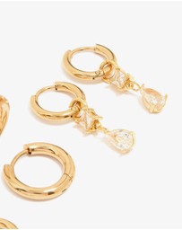 Lovisa - Waterproof Gold Plated Stainless Steel Cubic Zirconia Stud Earrings 4-Pack