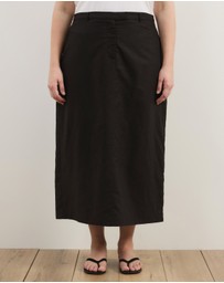 Atmos&Here Curvy - Heidi Linen Blend Midi Skirt