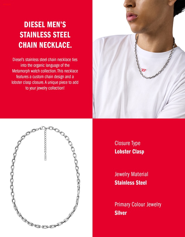 Diesel - Metamorph Silver Tone Necklace