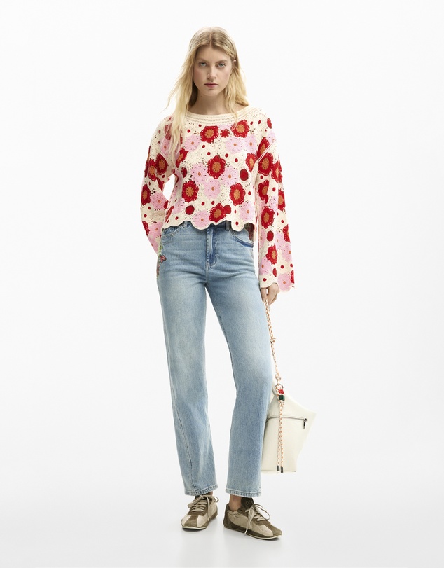 Desigual - Crochet flower sweater