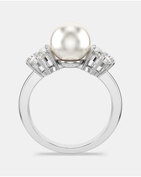 Swarovski - Matrix cocktail ring, Crystal pearl, Round cut, White, Rhodium plated