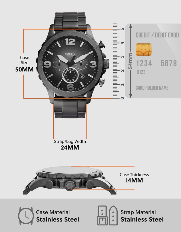 Fossil - Nate Grey Chronograph Watch