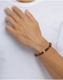 Kuzzoi - ICONIC EXCLUSIVE - Bracelet Male Beads White Synthetic Pearl 925 Sterling Silver
