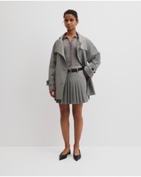 Country Road - Wool Blend Funnel Check Jacket