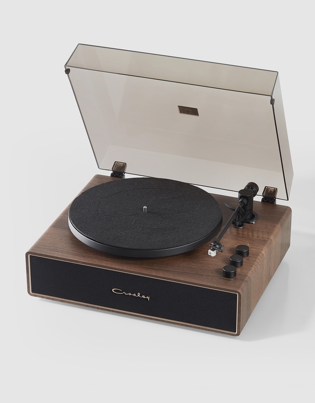 Crosley - Crosley Stave 2-Speed Bluetooth Record Player Turntable with Built-in Speakers, Walnut