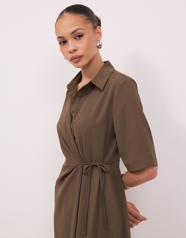 Calli - Sloane Side Tie Detail Midi Shirt Dress