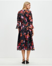 Pink Ruby - Night Flower Bell Sleeve Dress