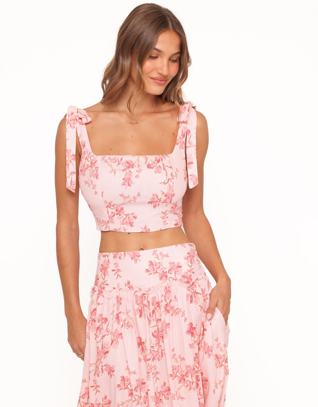 Petal & Pup - Tyler Tie Shoulder Top - Rose Pink Floral