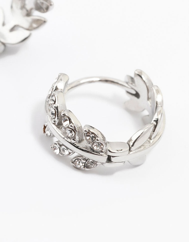 Lovisa - Surgical Steel Diamante Leaf Huggie Earrings