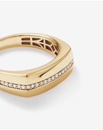 Michael Hill - Men's Diamond Row Signet Ring in 10kt Yellow Gold