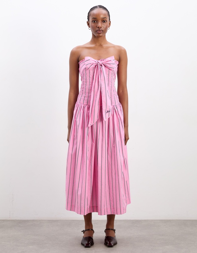 pink vertical stripe dress ASOS DESIGN halter maxi dress printed in pink stripe