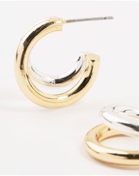 Lovisa - Mixed Metals Graduating Hoop Earrings