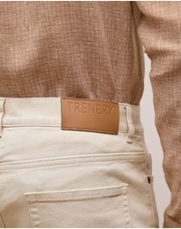 Trenery - Cotton Garment Dyed Twill Pant in Stone