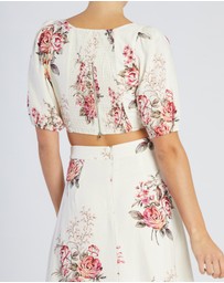 Amelius - Heartloom Rose Linen Crop Top