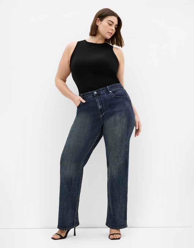 City Chic - Plus size Harley Fit Ivy Straight Leg Regular Jean - dark wash