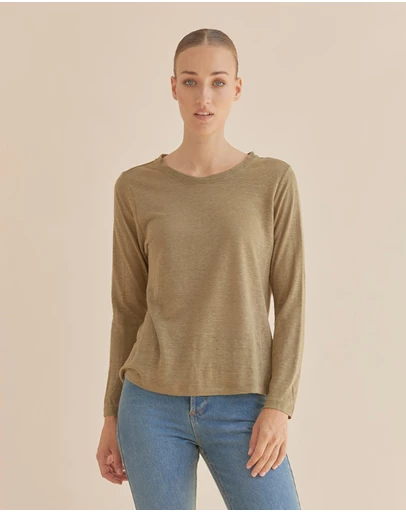 Amelius - Priya Long Sleeve Linen Jersey Top
