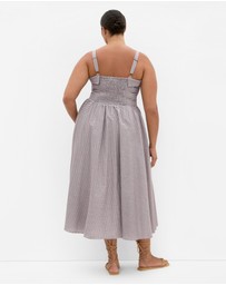 City Chic - Plus size Tessa Gingham Midi Dress - chocolate