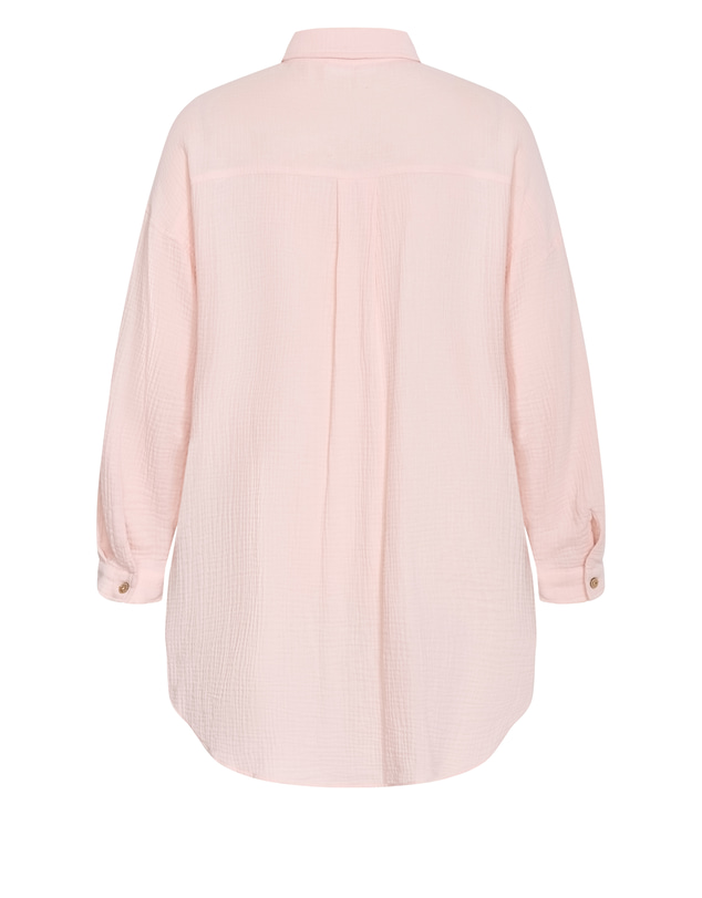 City Chic - Plus size Poolside Cover Up Shirt - heavenly pink