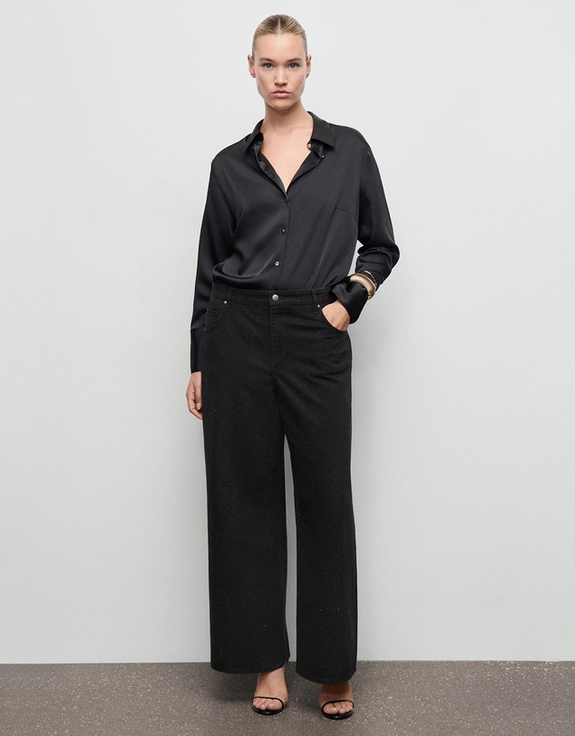 M.N.G - Wide-Leg Jeans With Rhinestones