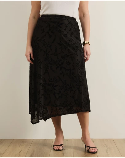 Atmos&Here Curvy - Evelise Burnout Midi Skirt