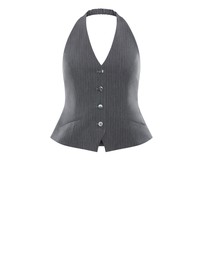 City Chic - Plus size Cora Blue Stripe Vest - grey