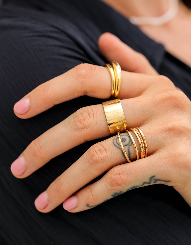 Elli Jewelry - Ring Stacking 925 Sterling Silver Gold-Plated