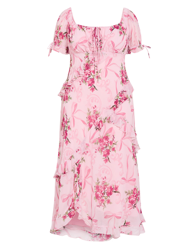 City Chic - Plus size Shayla Bow Print Maxi Dress - pink