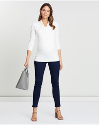 Angel Maternity - Maternity V-Neck Cross-Over Bamboo Long Sleeve Top