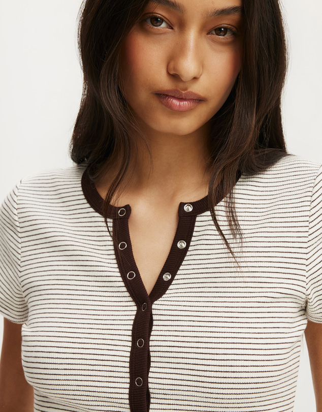 Cotton On - Blake Rib Henley Short Sleeve