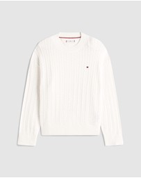 Tommy Hilfiger - Girls Pointelle Cable Knit Relaxed Jumper - Teens