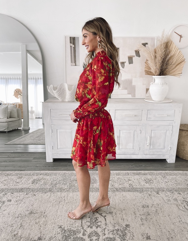 Esther & Co - Neary Dress - Red Watercolour