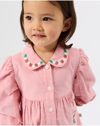 Goldie + Ace - Wild Strawberry Corduroy Collar Dress - Babies-Kids
