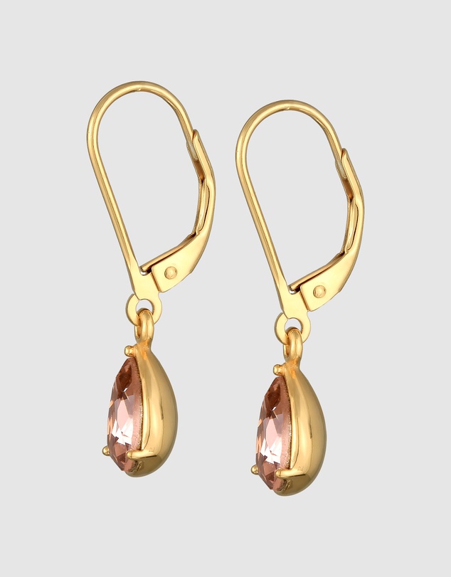 Elli Jewelry - Rose Crystal Teardrop Earrings in Gold-Plated 925 Silver
