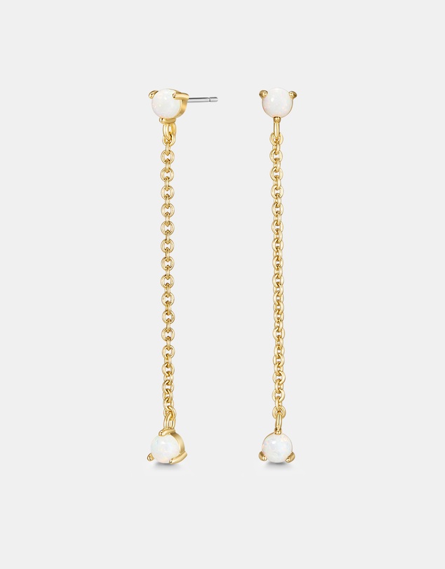Mestige - Bello White Opal Earrings - 18K Gold Plated