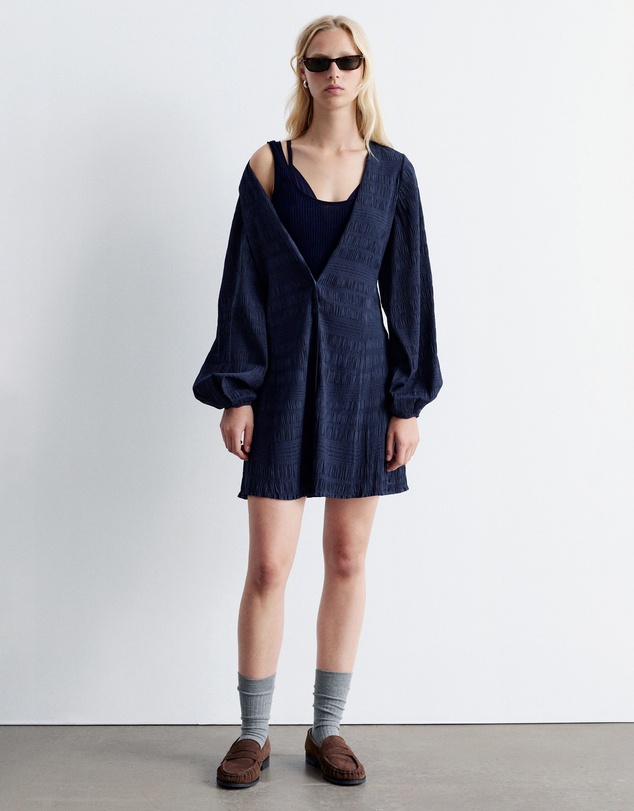 & Other Stories - Smocked Balloon-Sleeve Mini Dress