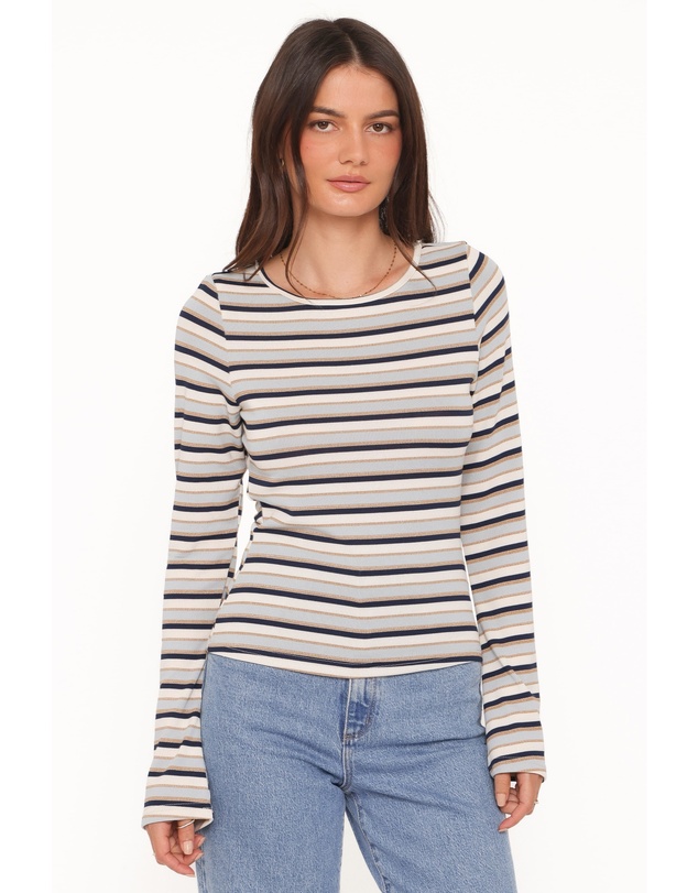 Petal & Pup - Riele Open Back Knit Top - Blue Stripe