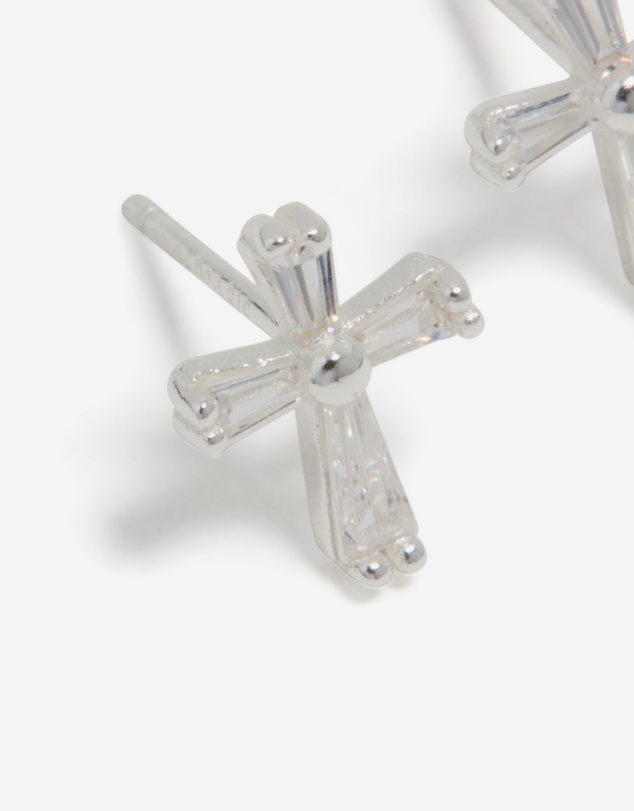 Lovisa - Sterling Silver Cubic Zirconia Cross Stud Earrings