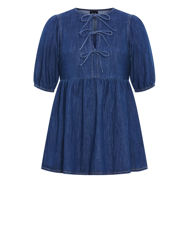 City Chic - Tie Mini Denim Dress