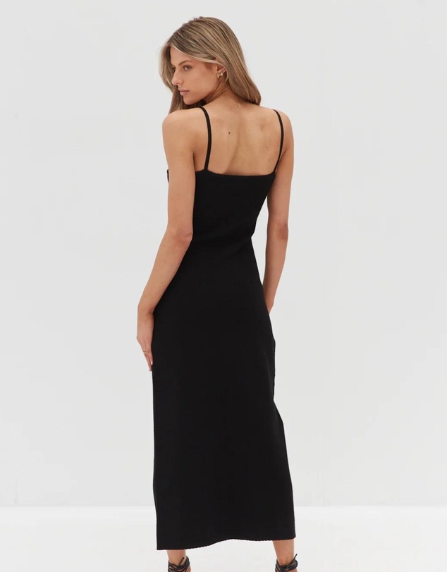 Style Addict - Rosa Knit Long Dress - Black