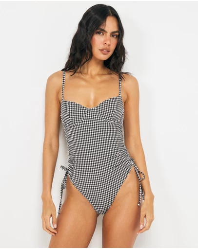 AERE - Sienna Gingham Tie Side Swimsuit
